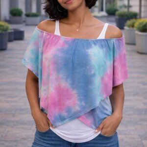 Tie Dye Women’s Casual Triangle Cover Top Small